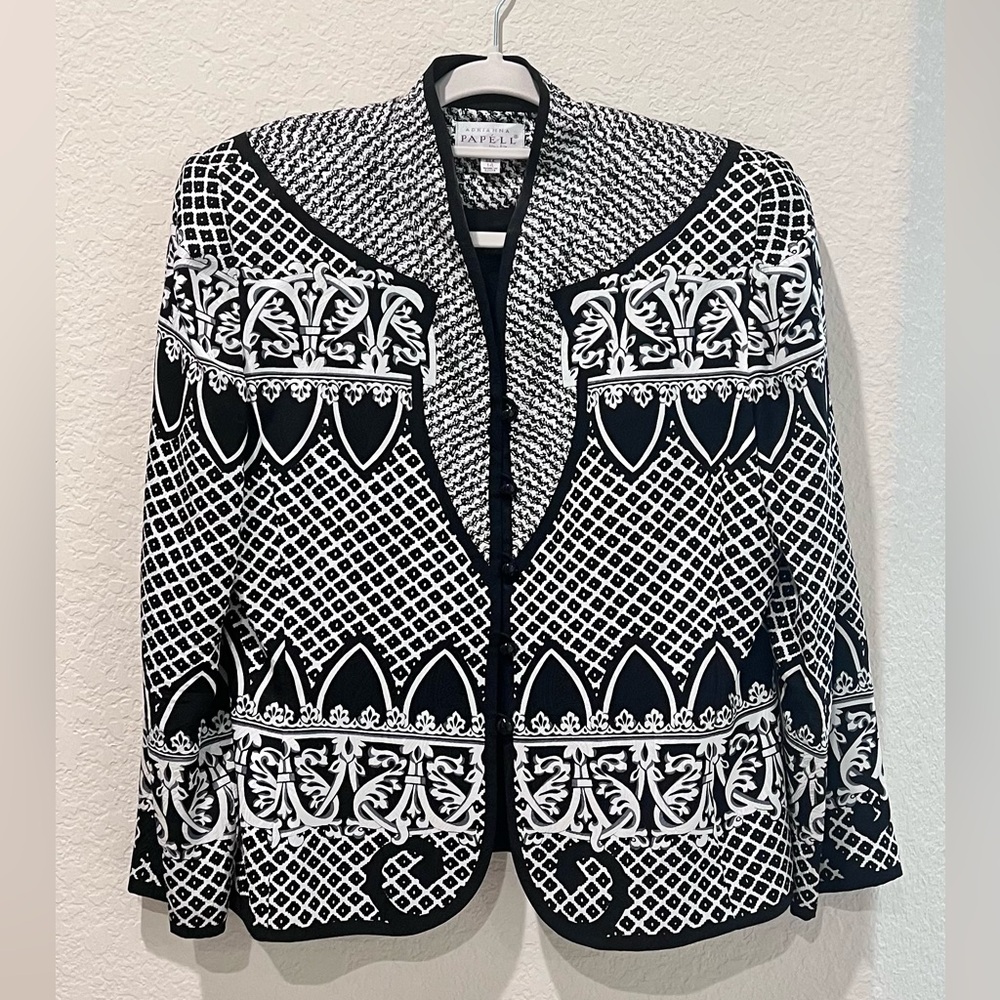 Vintage Adrianna Papell Boutique Evening Silk Jacket | Size 14 | Baroque Print